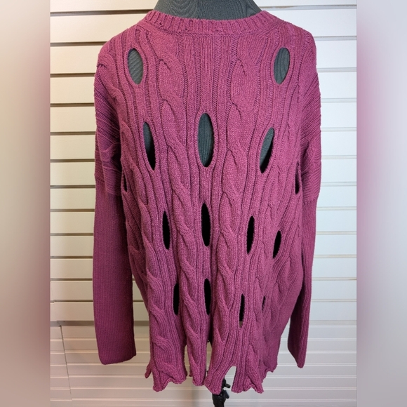 Planet By Lauren G Pima Cotton Cable Car Wash Crewneck Sweater One Size Fits All - Picture 2 of 8